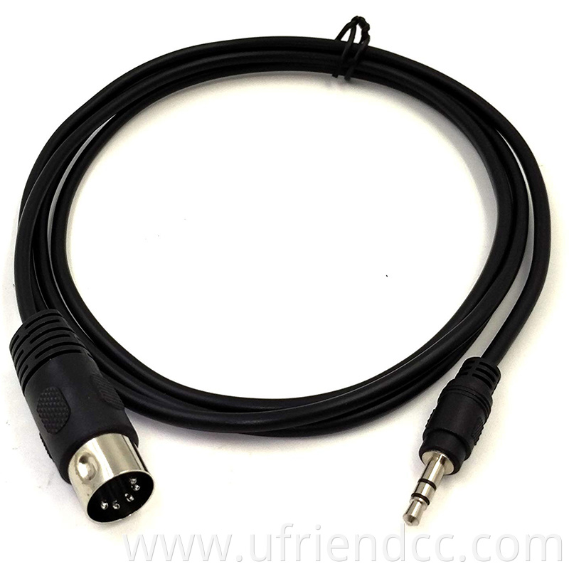 High Quality Black Pvc Stereo Audio 3.5 Mm Jack To 5 Pin Din Cable